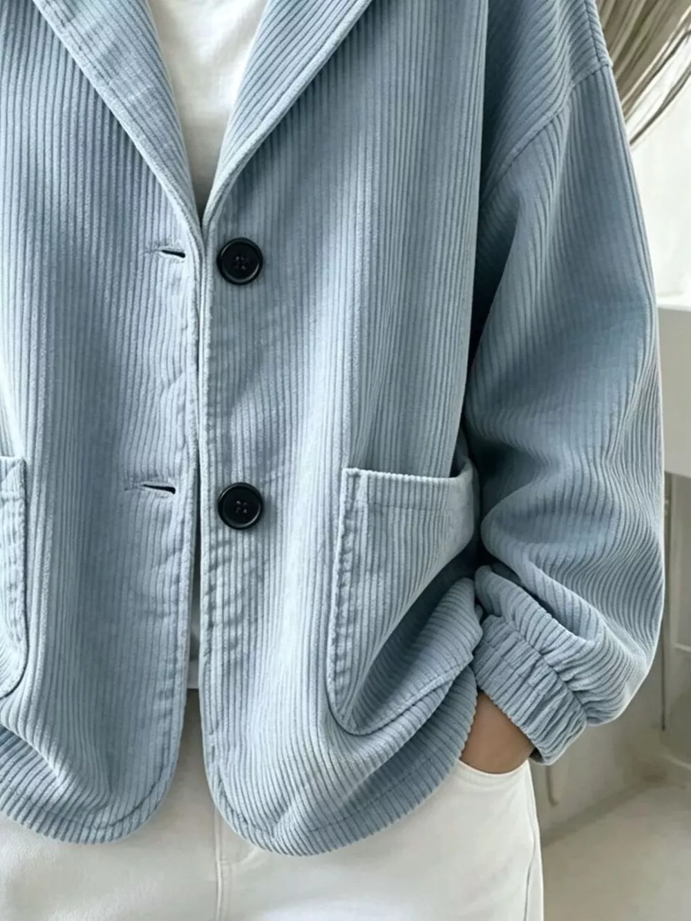 Full Size Corduroy Button Up Hooded Jacket Plus Size, image 15