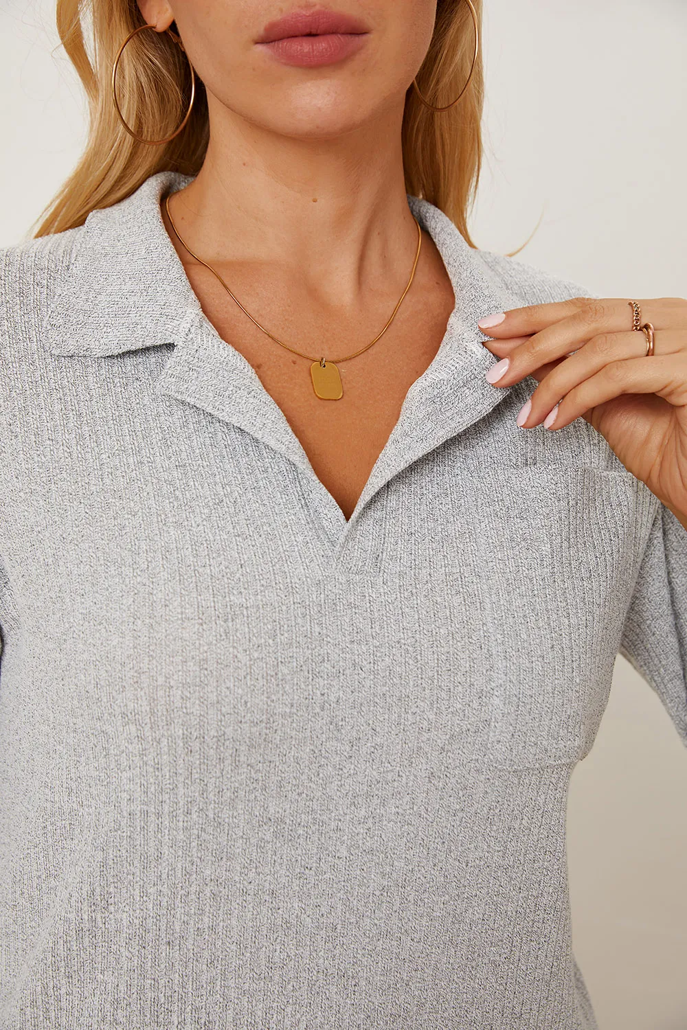 Collared Neck Dropped Shoulder T-Shirt, image 9