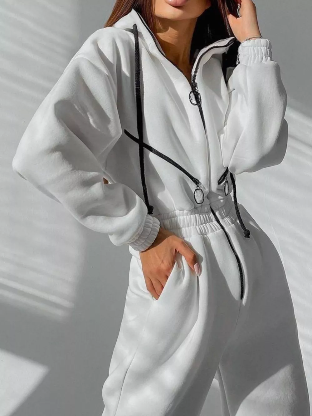 Hooded Zip-Up Long Sleeve Jumpsuit, image 3