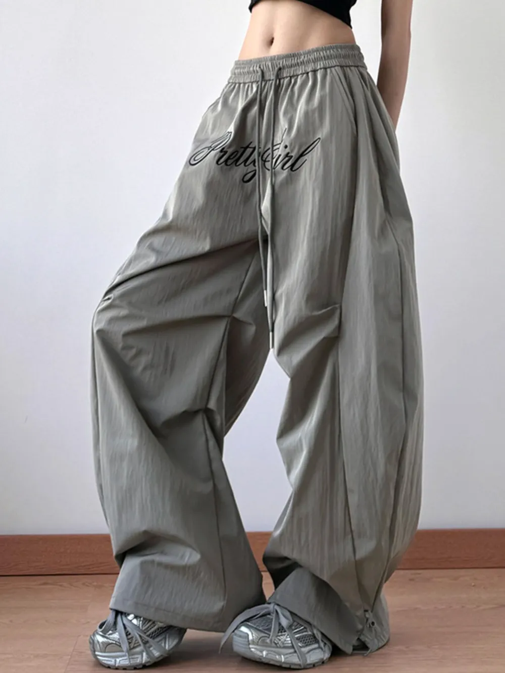 Drawstring Oversized Wide Leg Casual Pants, image 6
