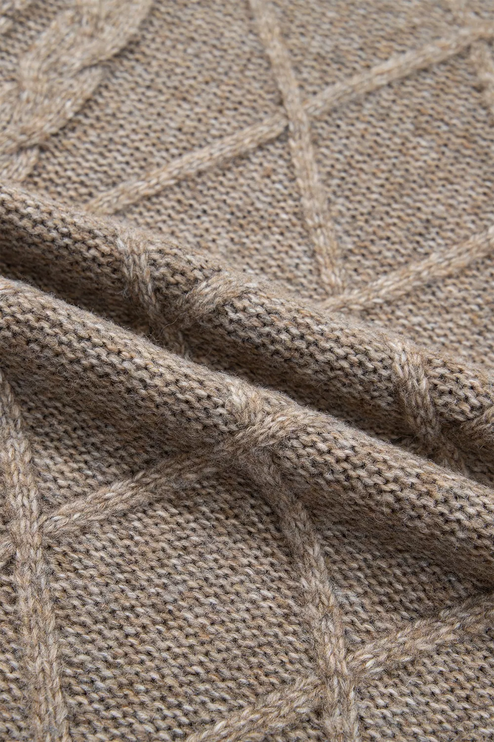 High Neck Drop Shoulder Cable Knit Regular Length Sweater, image 10