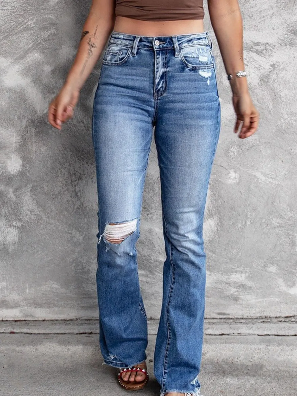 Distressed Flare Jeans, image 8
