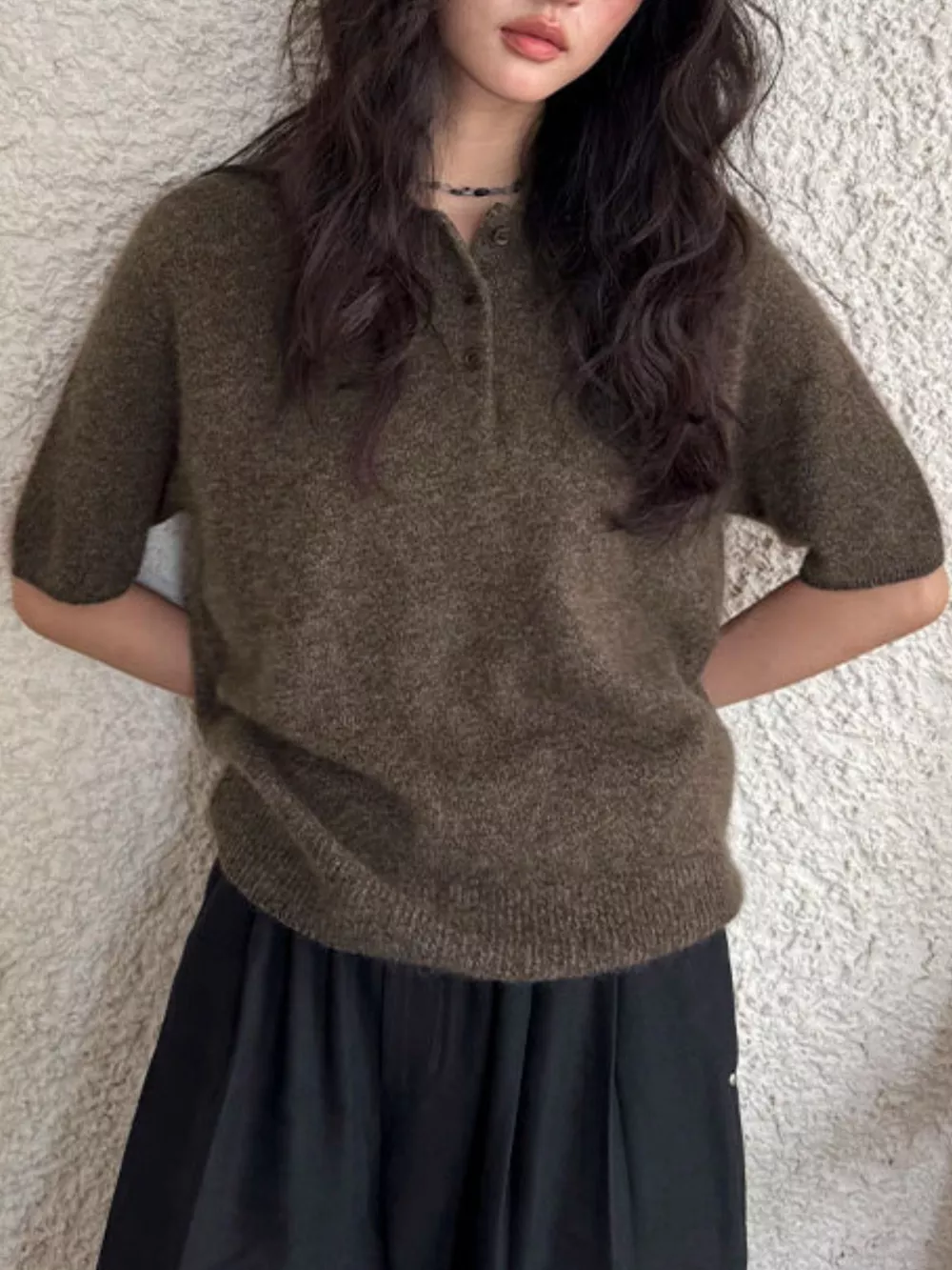 Wool Short-Sleeve knitted Polo Shirt, image 10