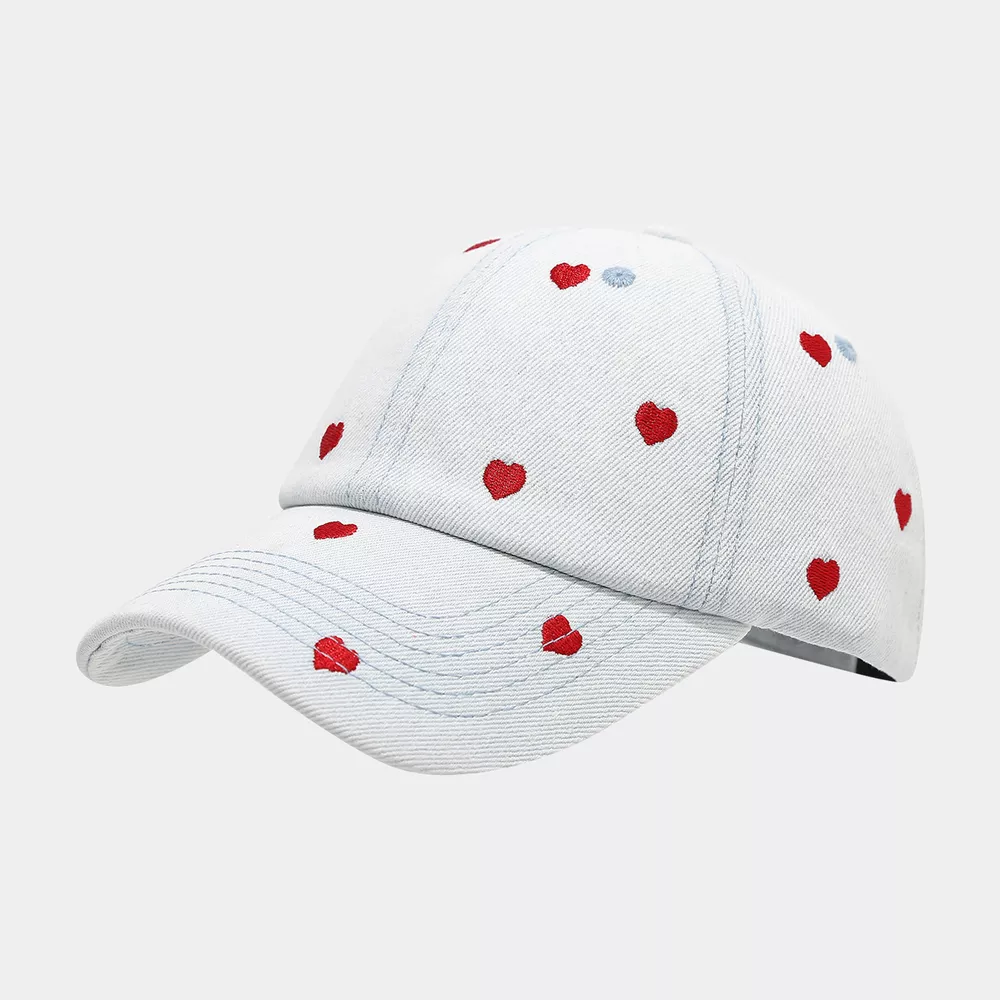 Embroidered Heart Denim Baseball Cap, image 5
