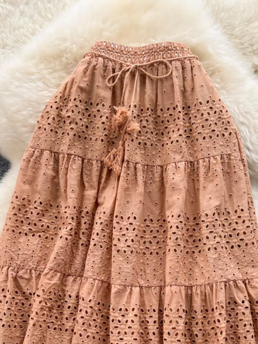Eyelet Tiered Maxi Skirt, image 16