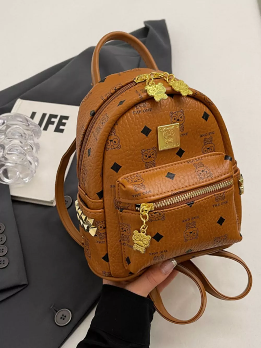 Patterned Mini Backpack Bag, image 4