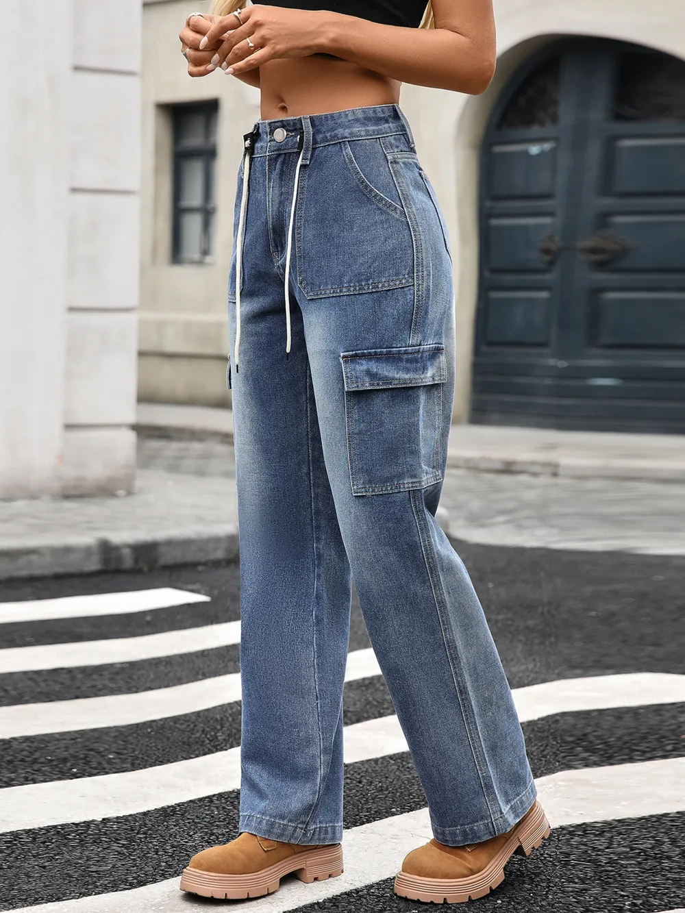 Wide Leg Cargo Jeans, image 4