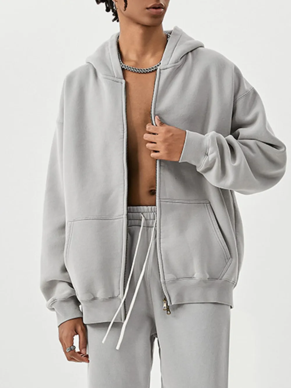 Men's Oversized Zip-Up Hoodie, image 6