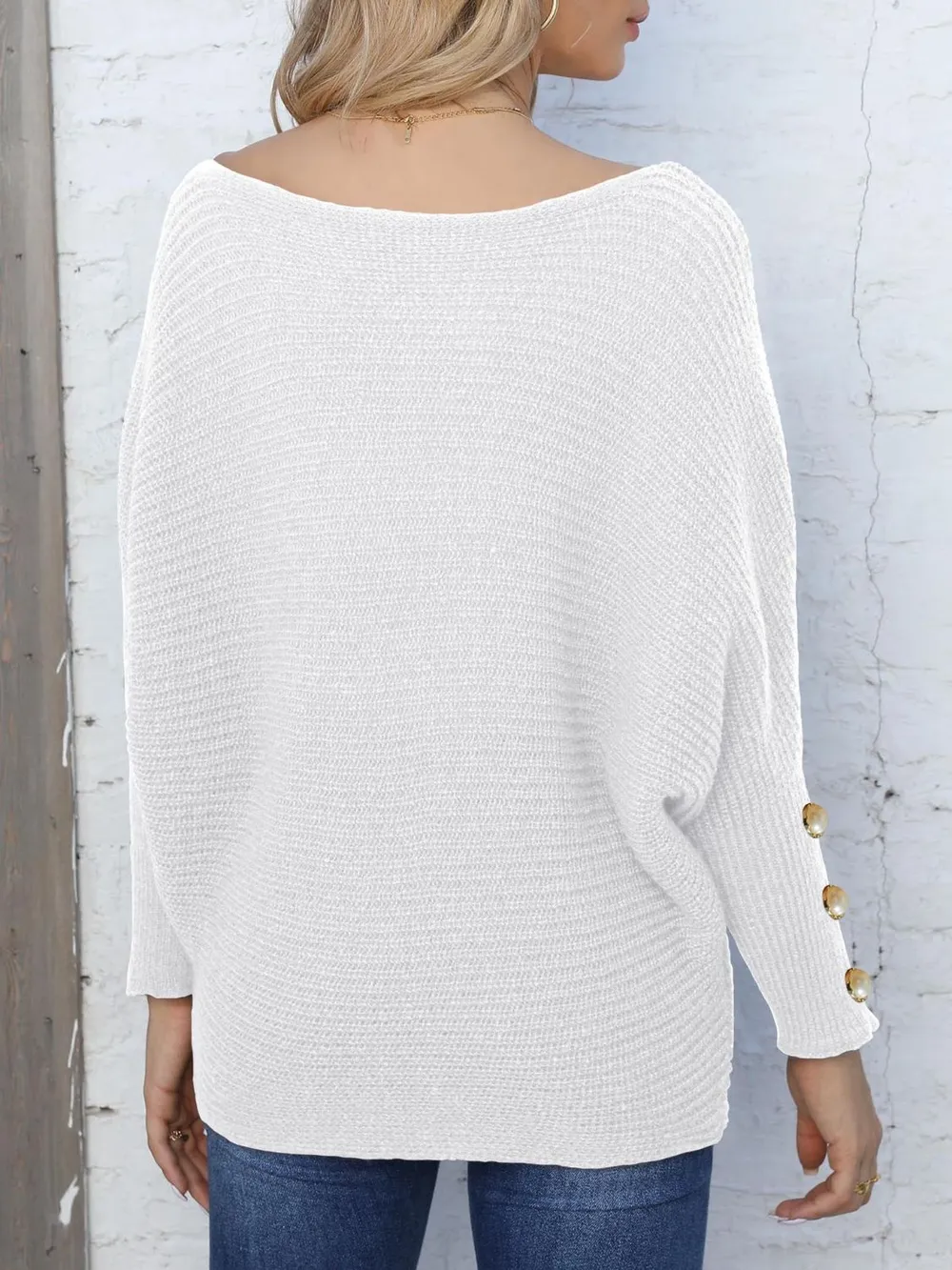 Full Size Boat Neck Long Sleeve Sweater, image 17