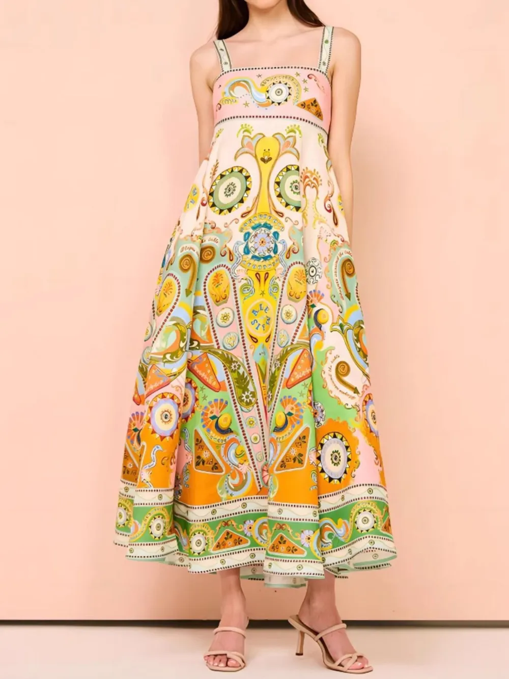 Paisley Print Square Neck Summer Dress, image 7
