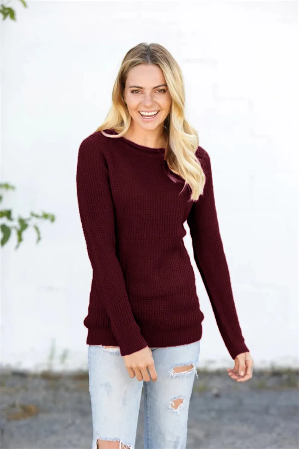 Round Neck Raglan Sleeve Sweater, image 12
