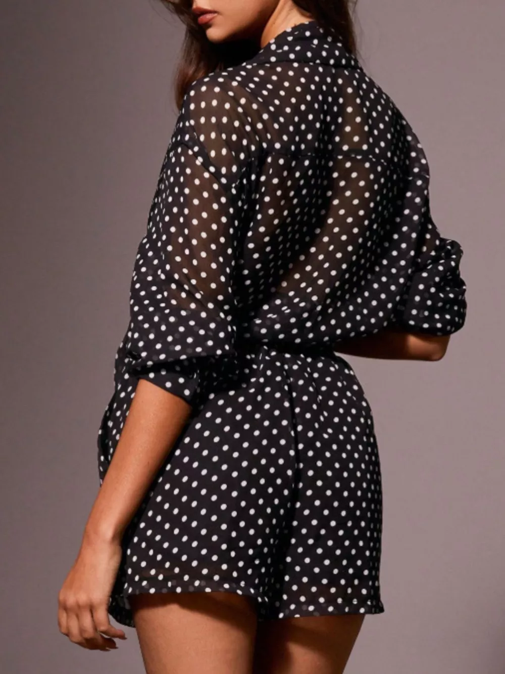 Polka Dot Button Up Shirt and Shorts Set, image 3
