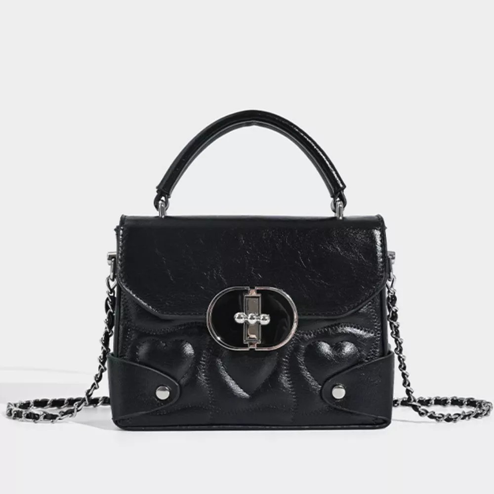 Heart-Embossed Flap Crossbody Bag