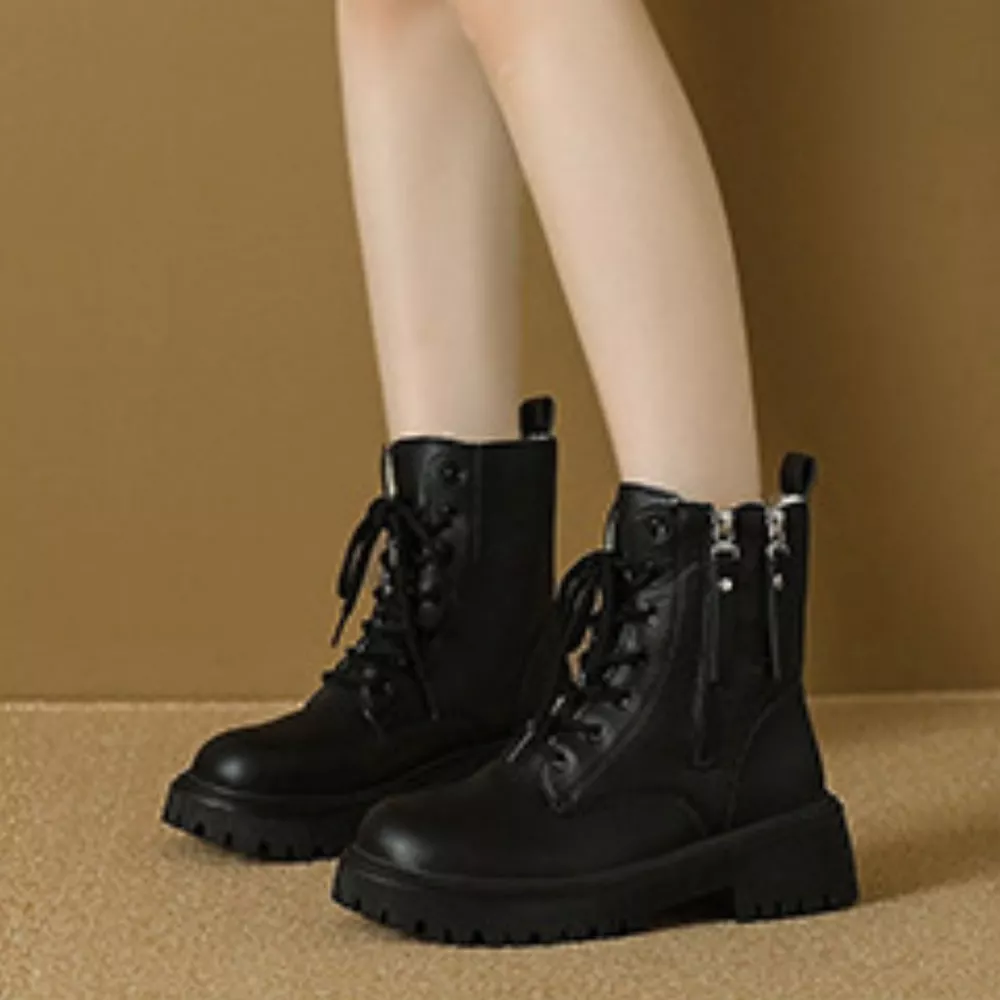 Lace-Up Ankle Combat Boots, image 4