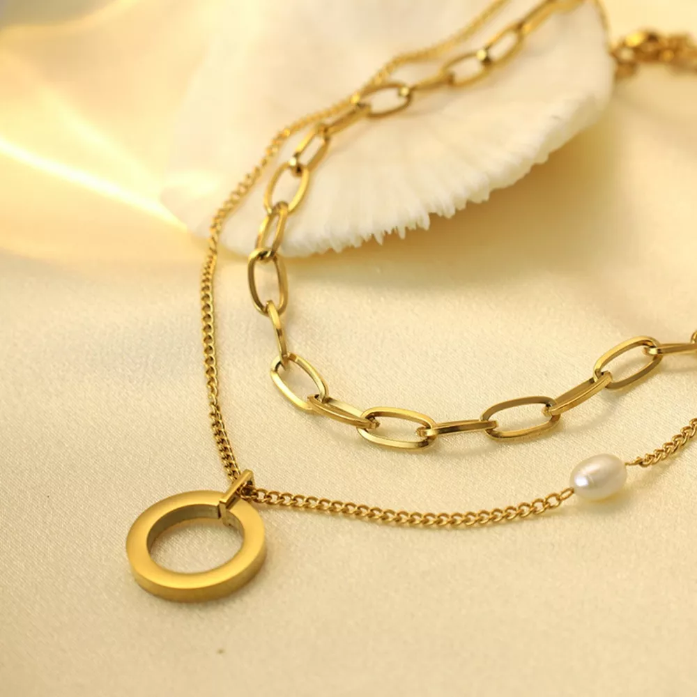 18K Gold-Plated Double Layered Necklace, image 5