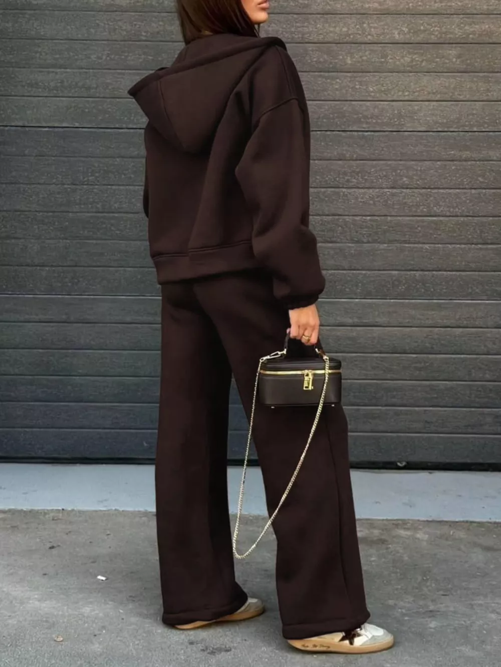 Zip-Up Hoodie and Wide-Leg Sweatpants Set, image 11