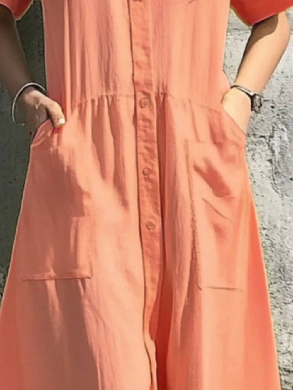 Button Front Short Sleeve Midi Dress, image 8