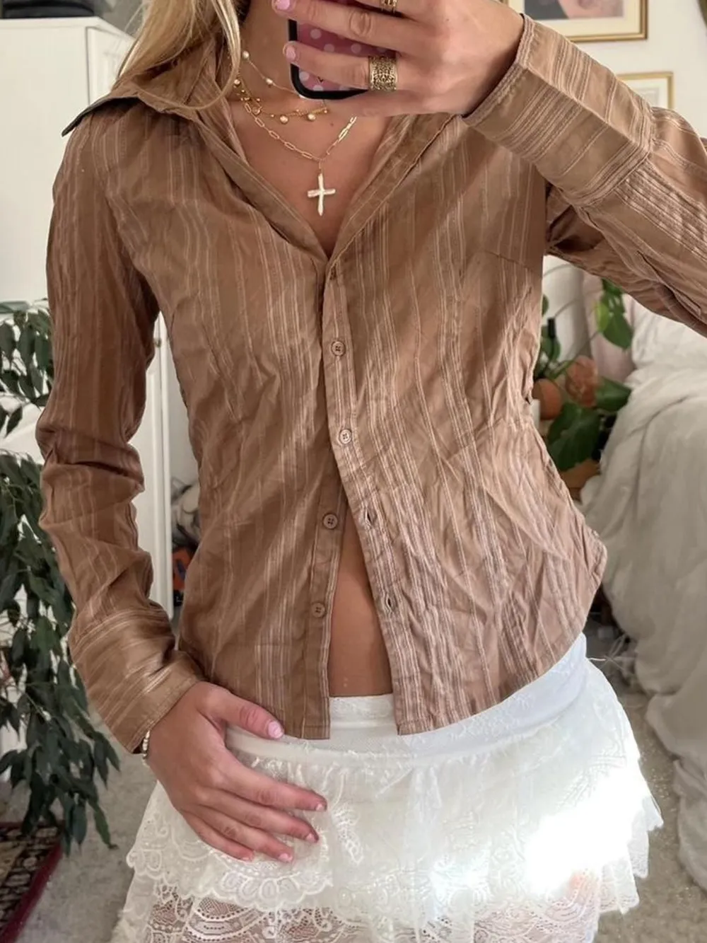 Printed Button-Down Long Sleeve Shirt, image 13