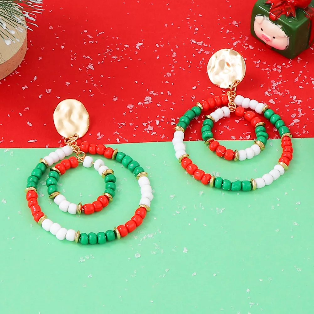 Christmas Beaded Hoop Earrings, image 2