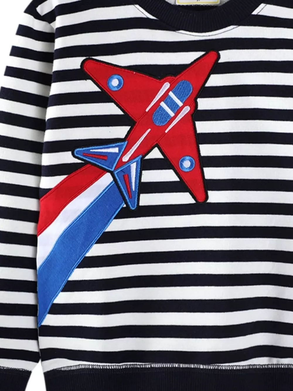 Children's Striped Airplane Applique Crewneck Sweatshirt, image 3
