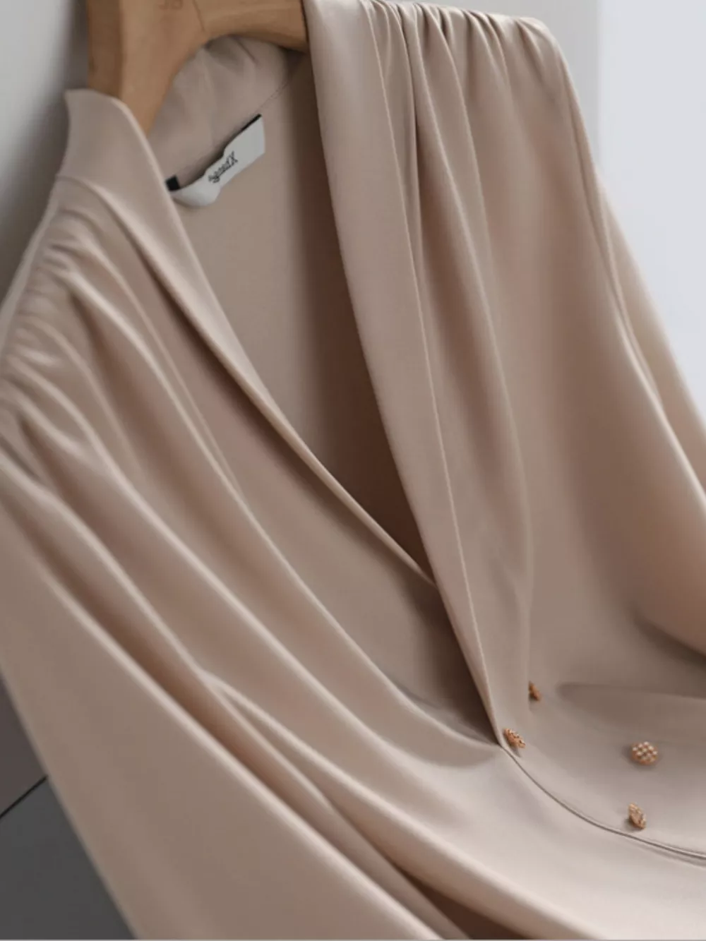 Ruched Front Decorative Button Long Sleeve Blouse, image 4