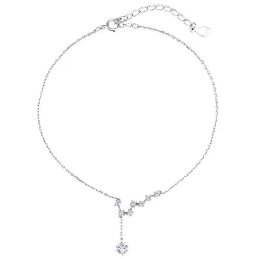 925 Sterling Silver Zircon Anklet Bracelets, image 4