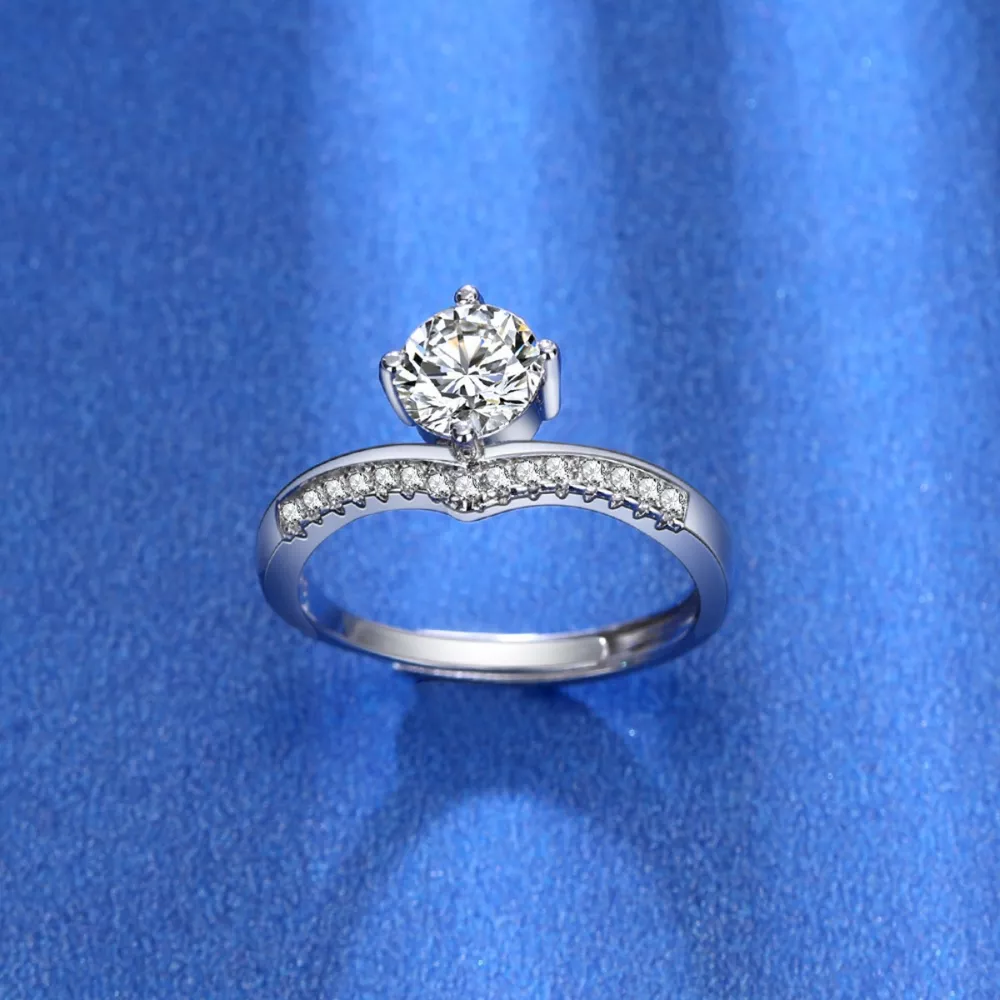 1 Carat Moissanite 925 Sterling Silver Ring, image 2