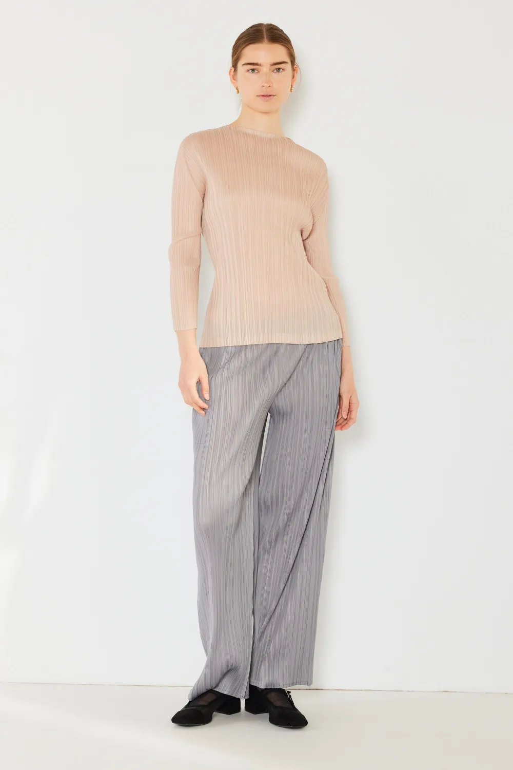 Pleated Long Sleeve Boatneck Top, image 16