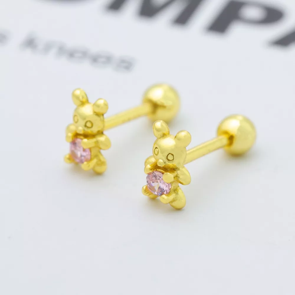 925 Sterling Silver Bear Stud Earrings