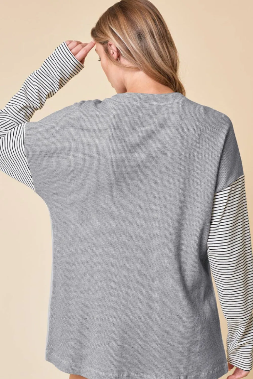 Open Front Long Sleeve Striped Cardigan with Pockets, image 5