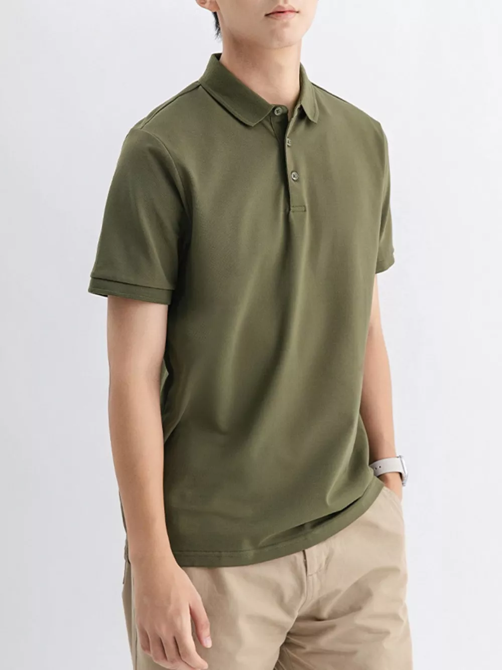 Men's Plus Size Solid Color Short Sleeve Polo, image 9