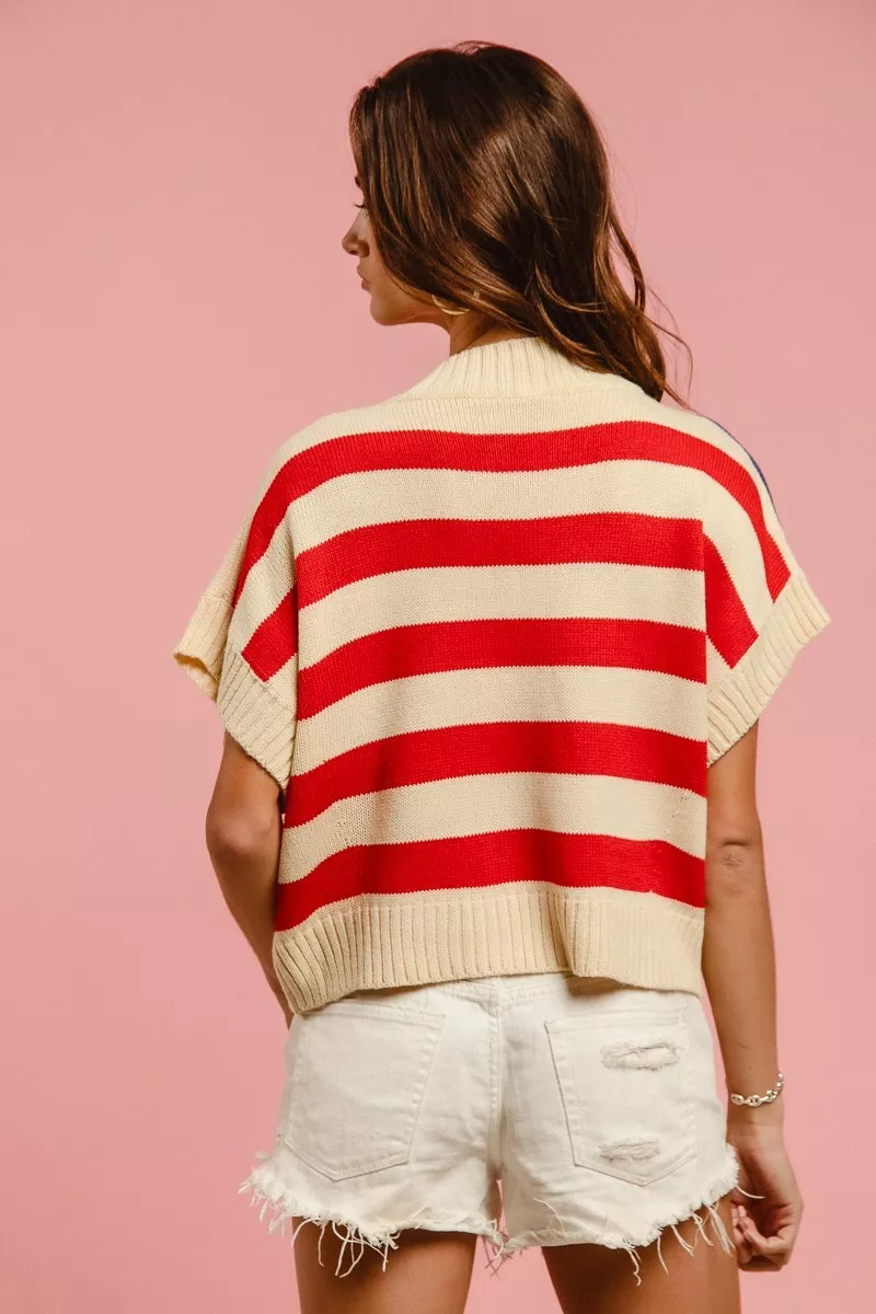 Star Patches American Flag Sleeveless Sweater, image 6