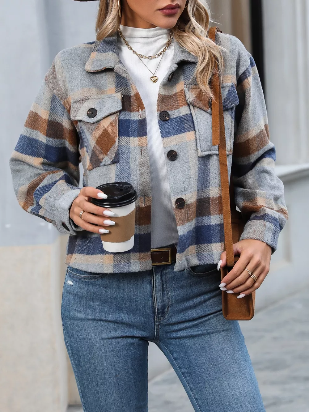 Plaid Button-Up Jacket, image 9