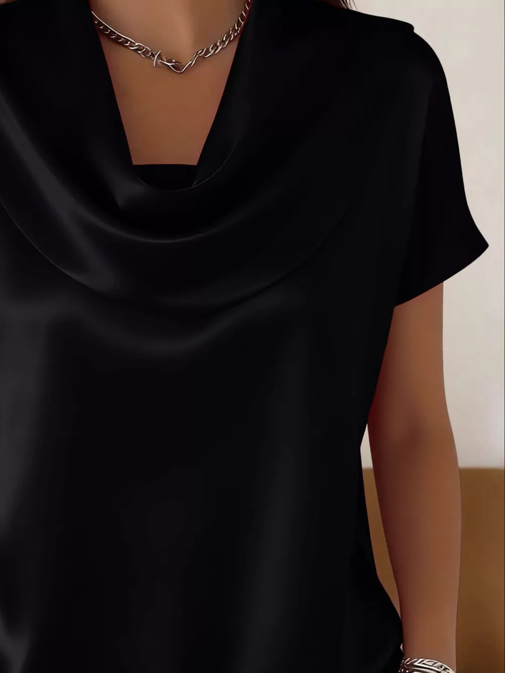 Cowl Neck Short Sleeve Blouse, image 5