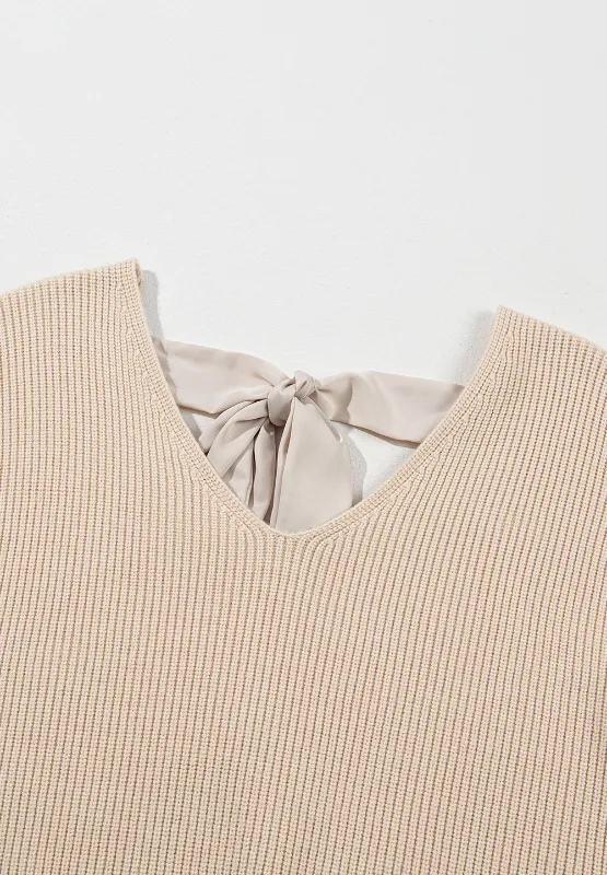 Tied Back V-Neck Long Sleeve Sweater, image 14