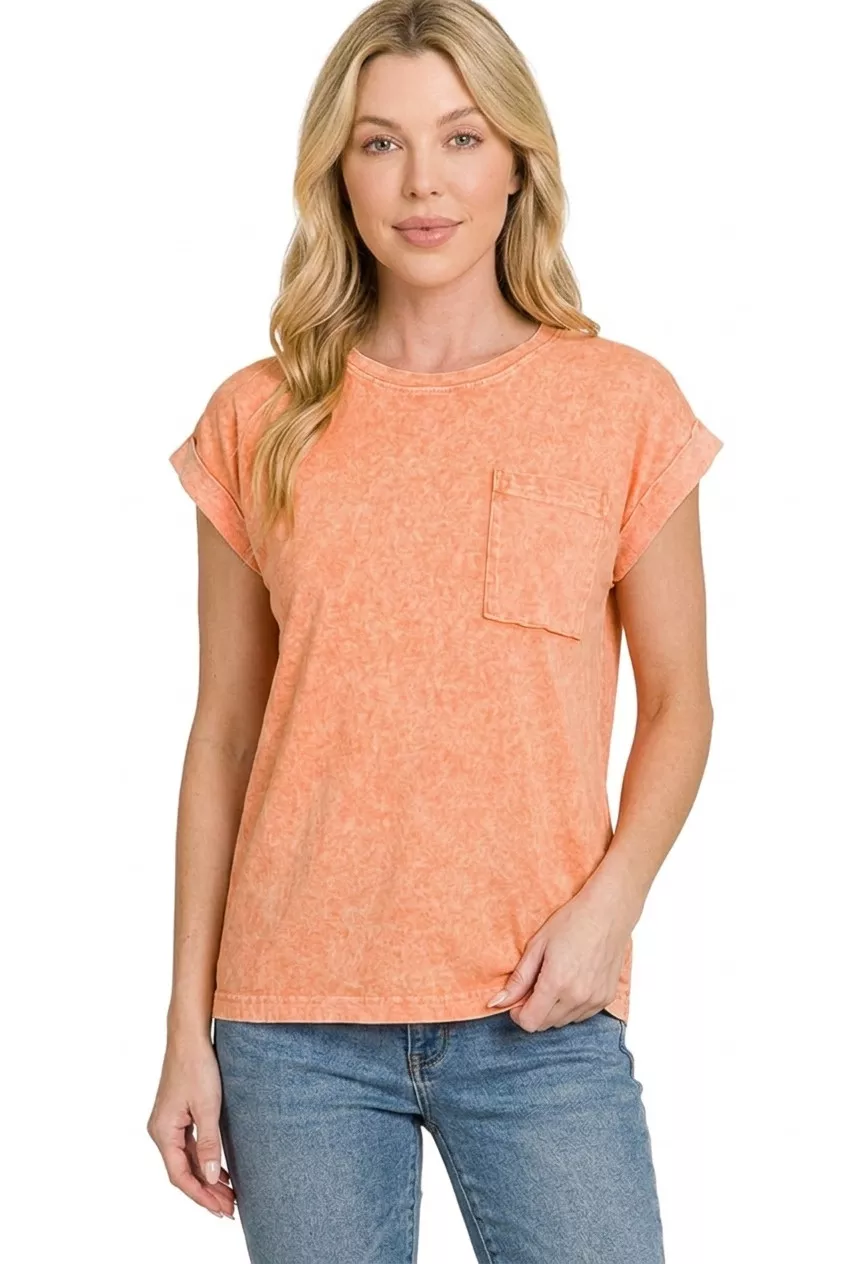 Halo Snow Washed Cuffed Short Sleeve Tee, image 3