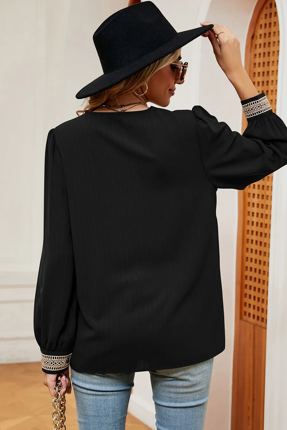 V-Neck Long Sleeve T-Shirt, image 12
