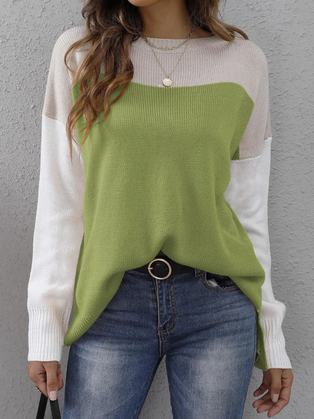 Color Block Round Neck Sweater, image 9