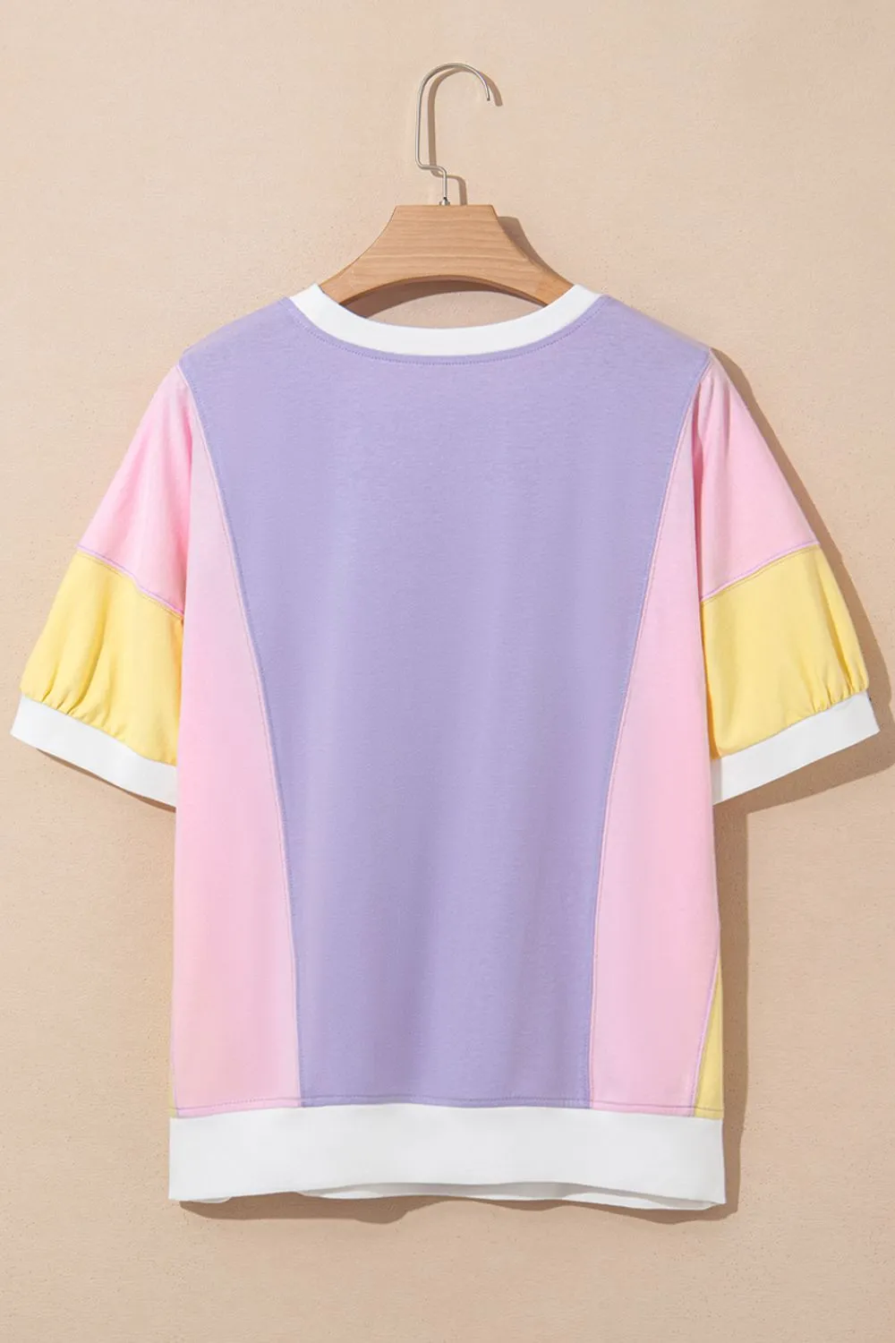 Color Block Patchwork Half Sleeve Oversized T Shirt, image 8