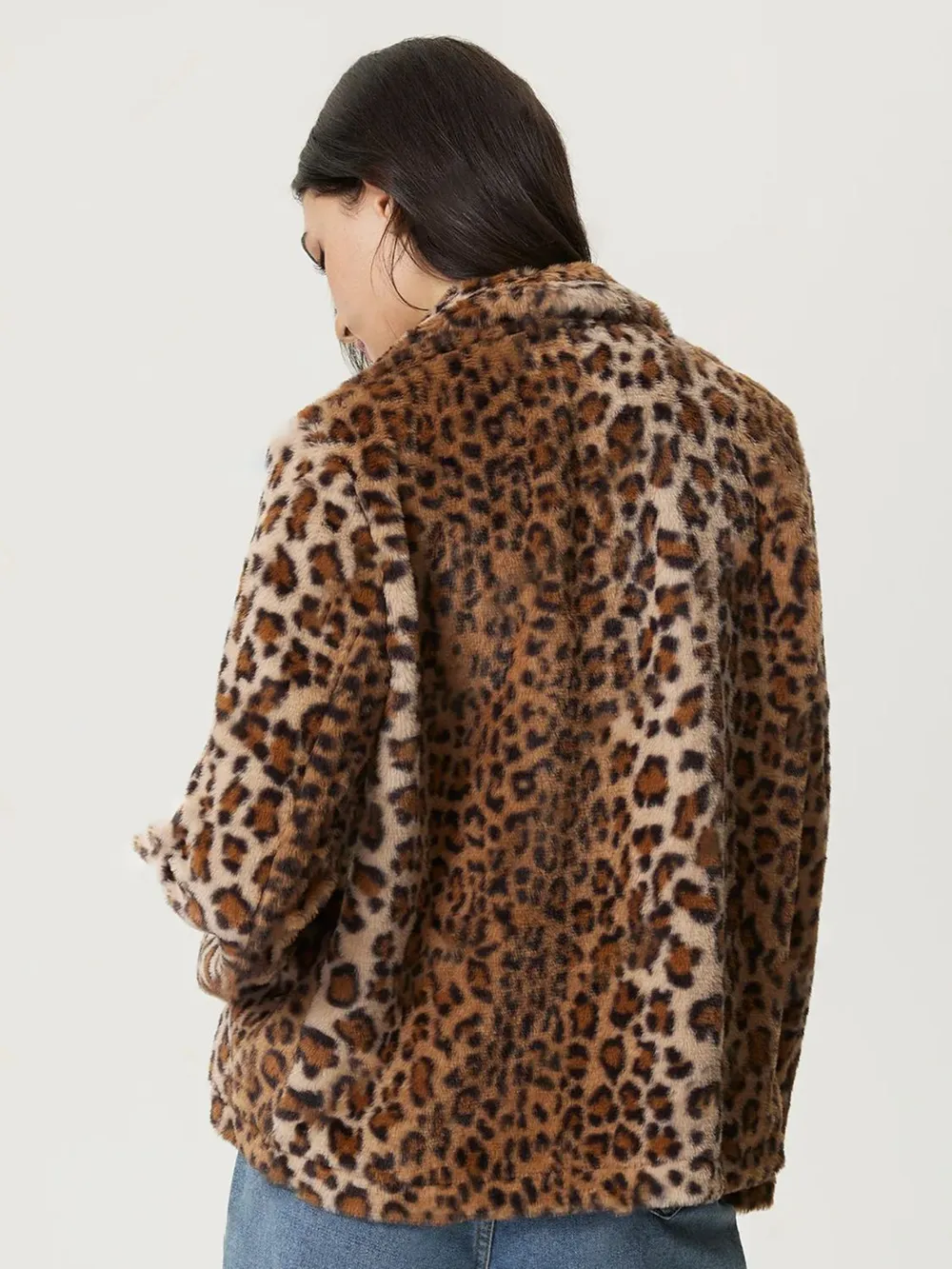 Fuzzy Leopard Collared Neck Jacket, image 2
