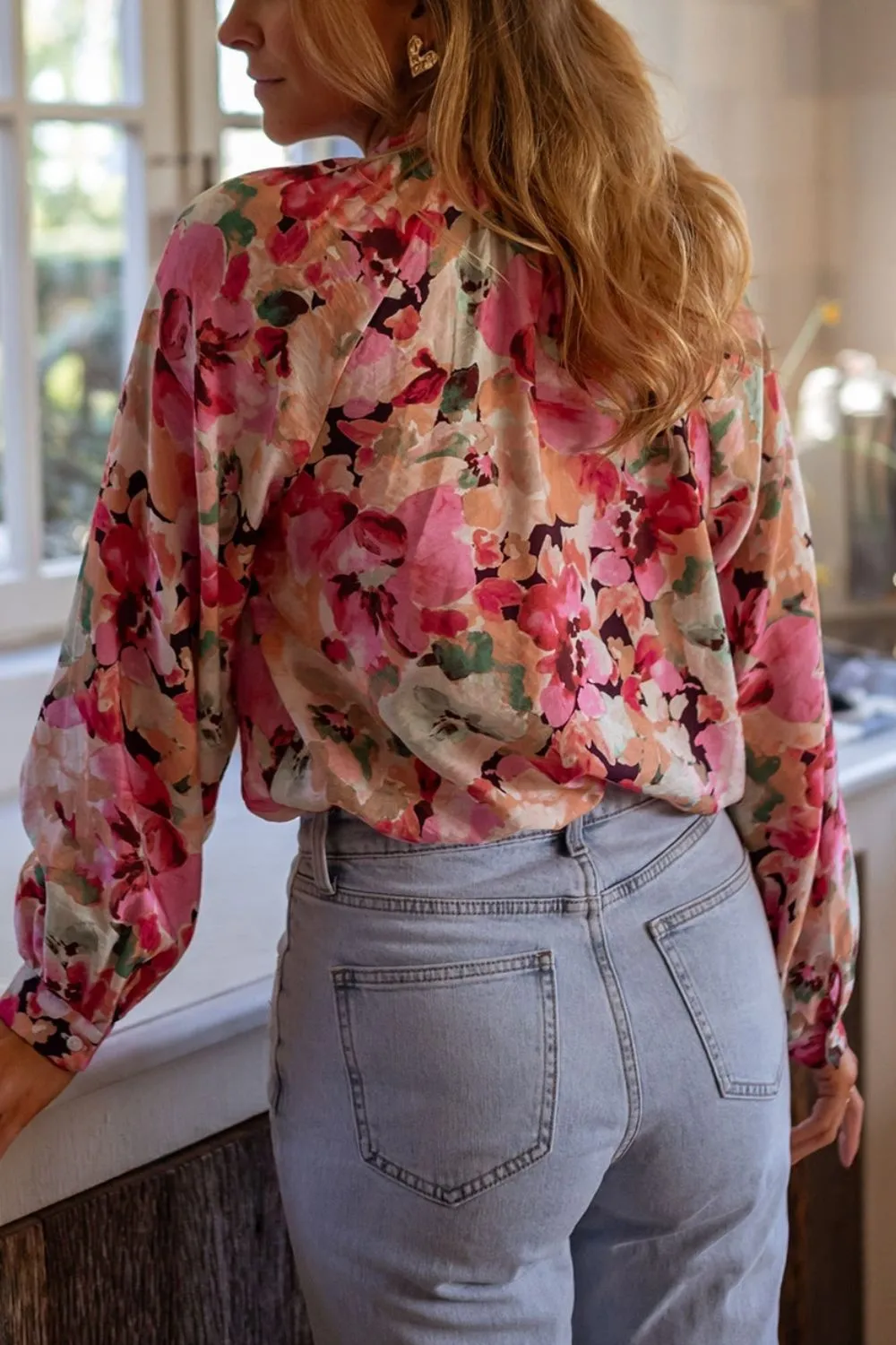 Frill Floral Button Down Long Sleeve Shirt, image 6
