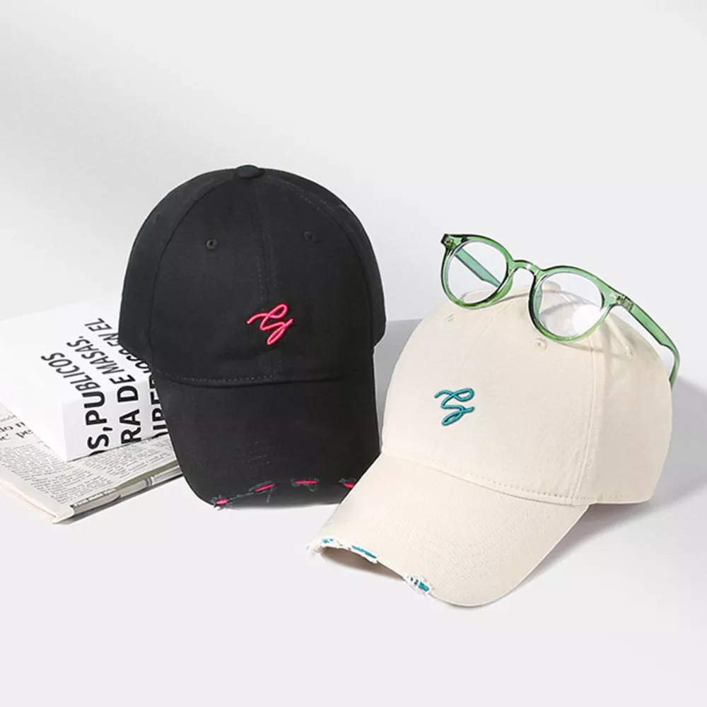 Distressed Embroidered Baseball Cap