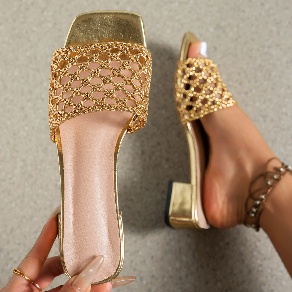 Woven Block Heel Sandals, image 6