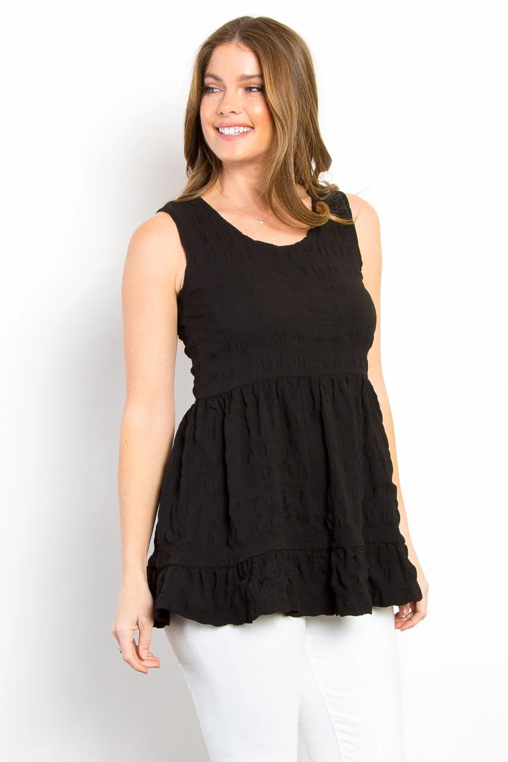 Ruffled Sleeveless Babydoll Top, image 3