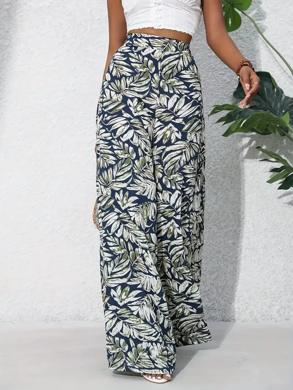 Printed High Waist Wide Leg Pants, image 12