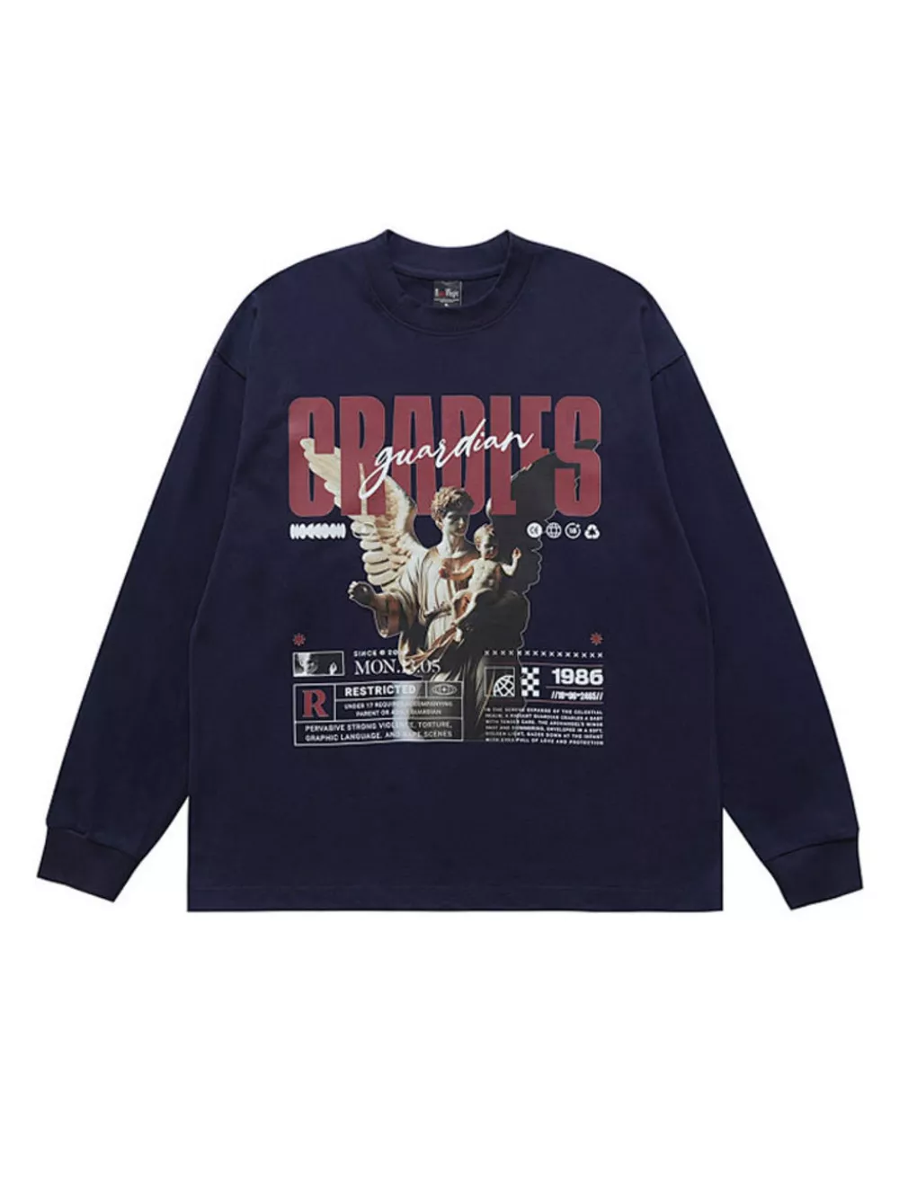 Men's Guardian Angel Graphic Long Sleeve T-Shirt, image 6