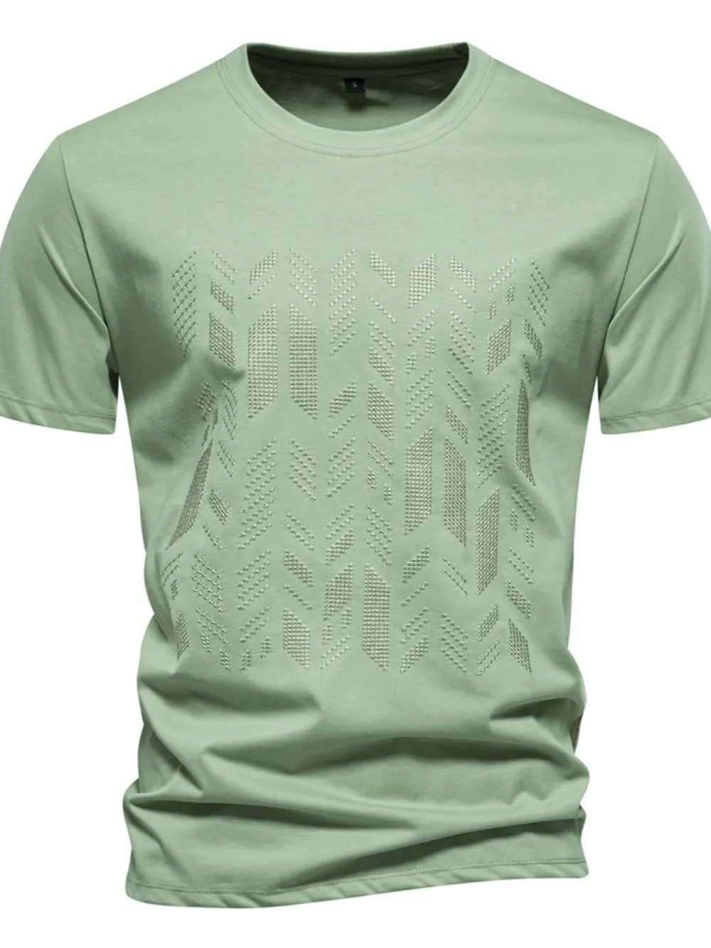 Men's Round Neck Geometric Embroidered T-Shirt, image 2
