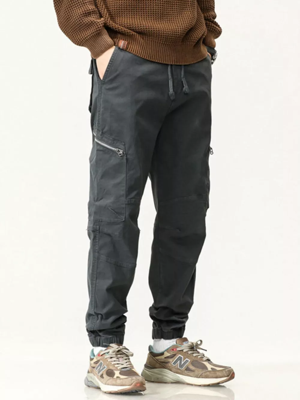 Men's Full Size Casual Cargo Pants with Zipper Pocket Plus Size, image 6