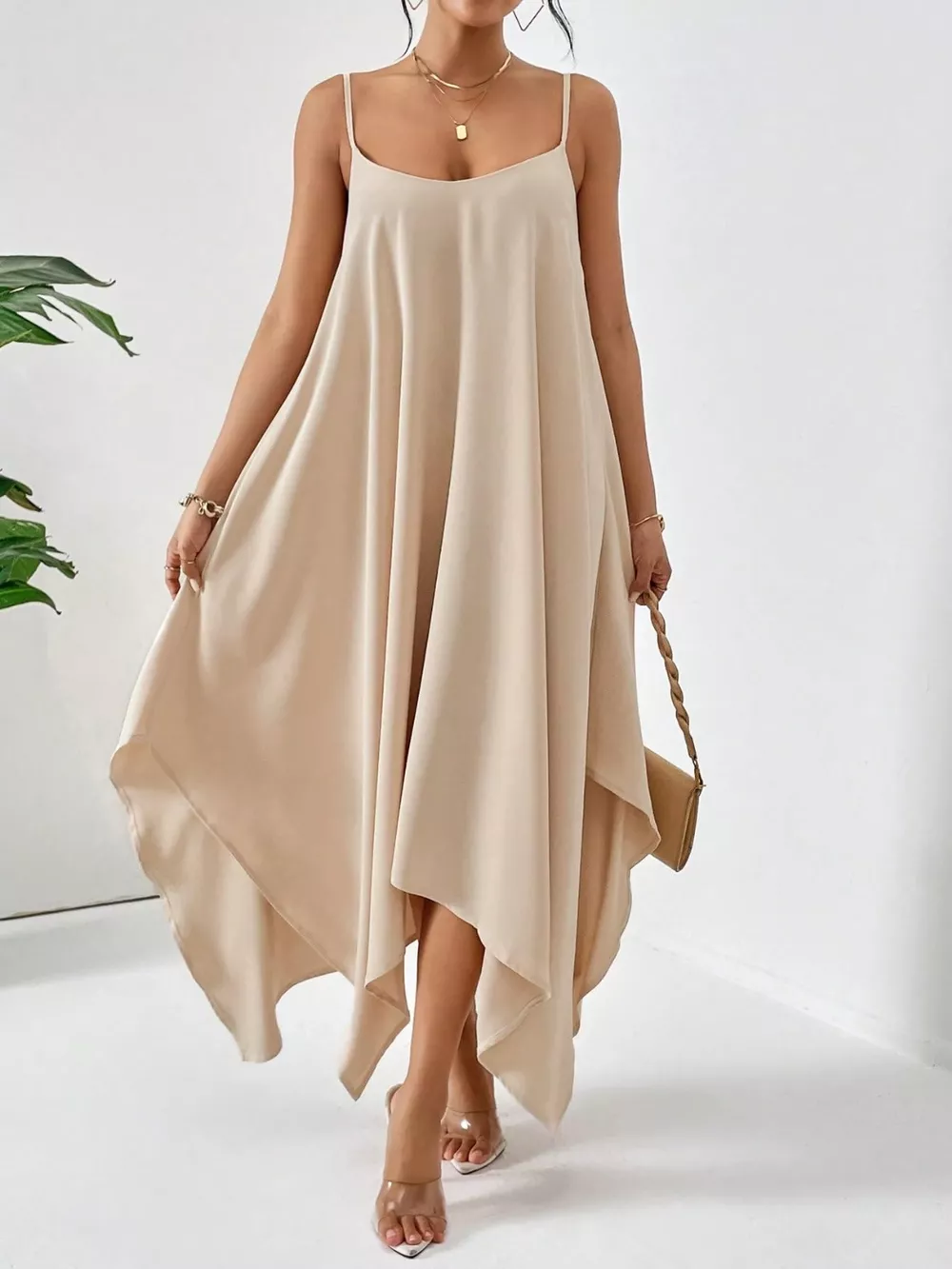 Scoop Neck Midi Cami Dress, image 7
