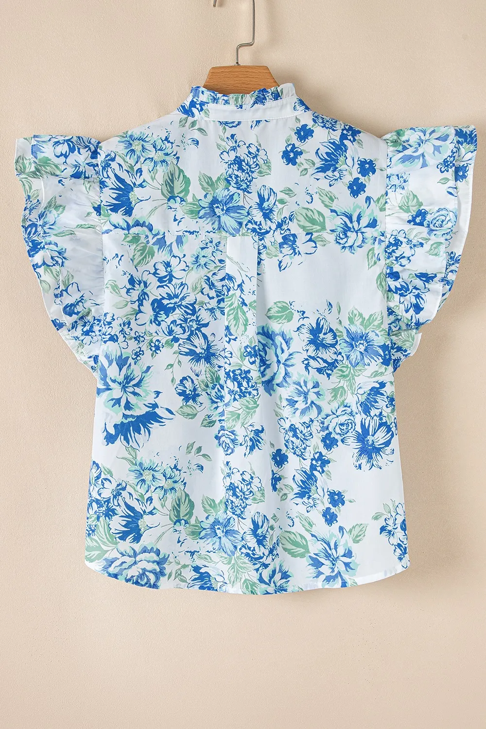 Floral Print Ruffle Sleeve Frilly Button Up Shirt, image 6